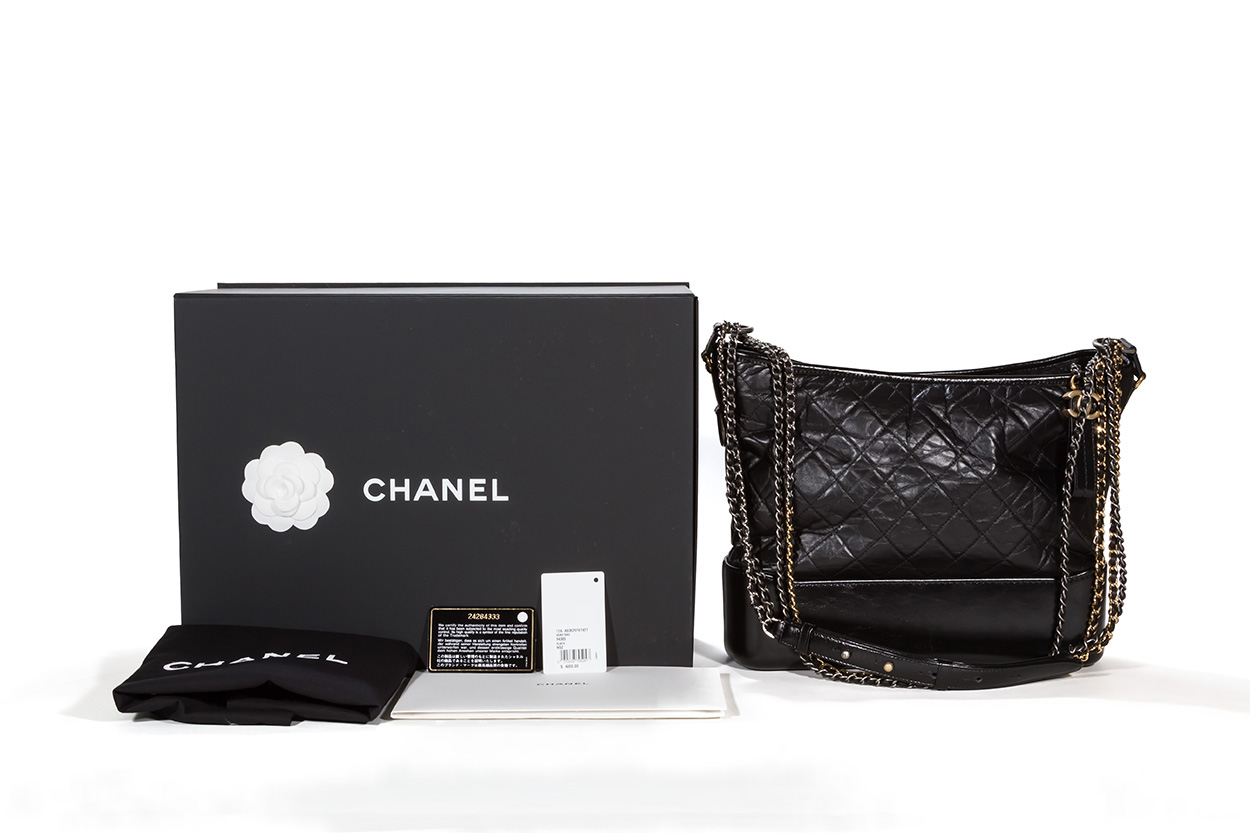 CHANEL Aged Calfskin Quilted Large Gabrielle Hobo Black 1179903