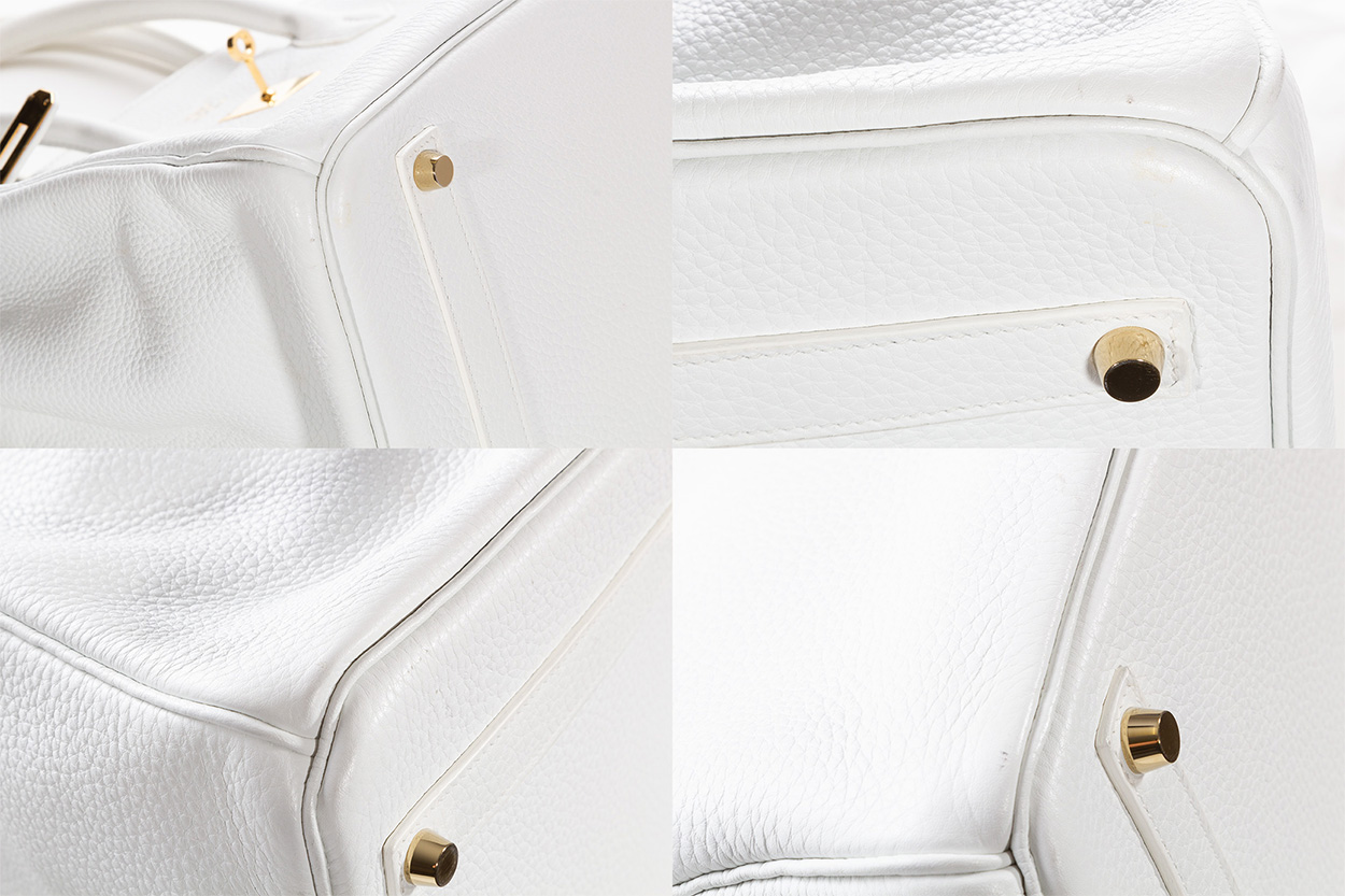 Hermès Birkin 35 HSS White Clemence Leather Brushed Gold Hardware - 20