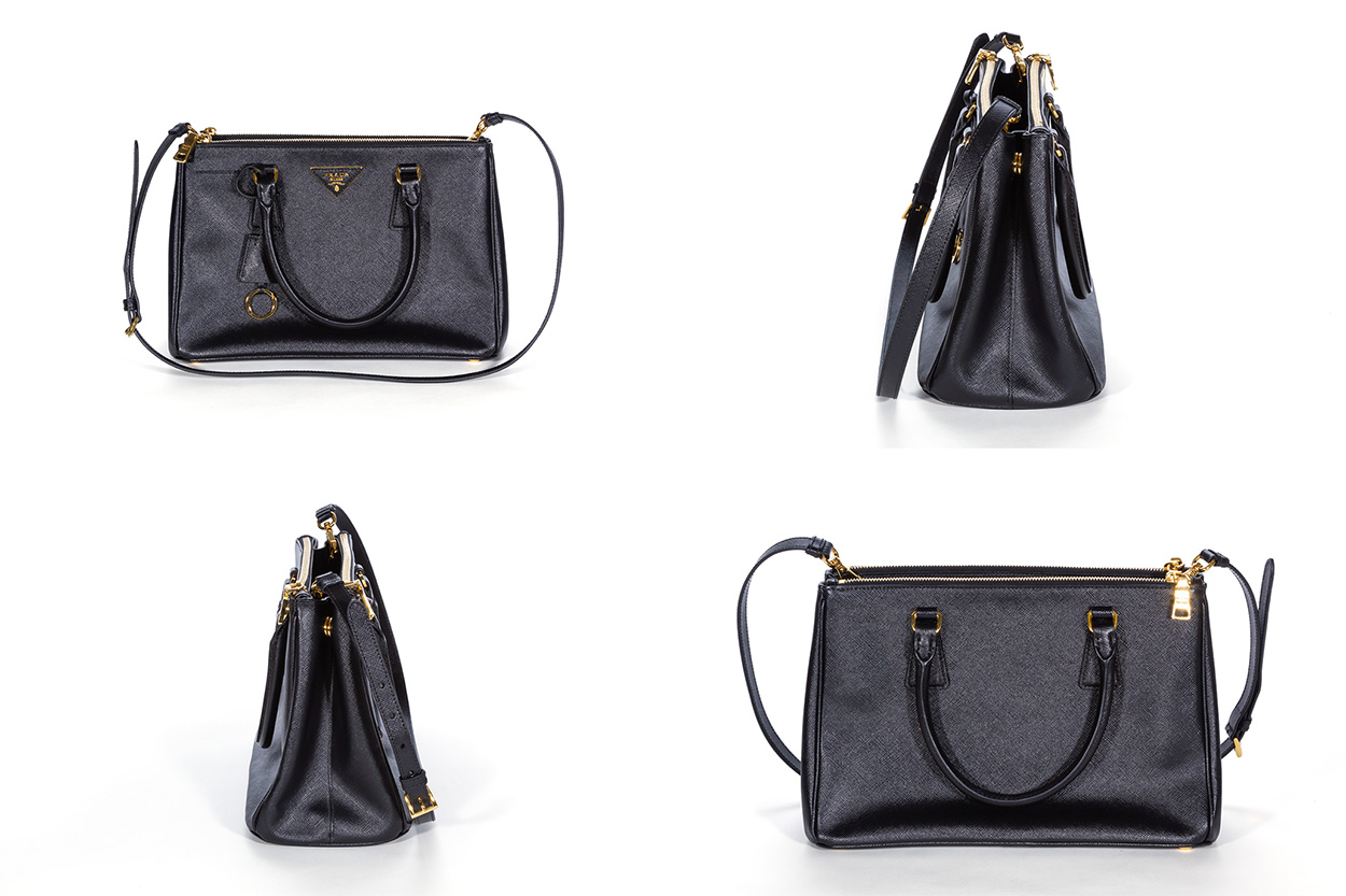 Prada Saffiano Small Lux Double-Zip Tote Bag, Black (Nero