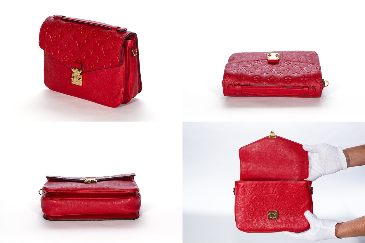 Authentic Louis Vuitton Empreinte Metis 2 Way in Red Hobo Shoulder Handbag