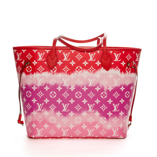 LOUIS VUITTON Escale Neverfull MM Tote Bag Pouch M45127 Red Pink