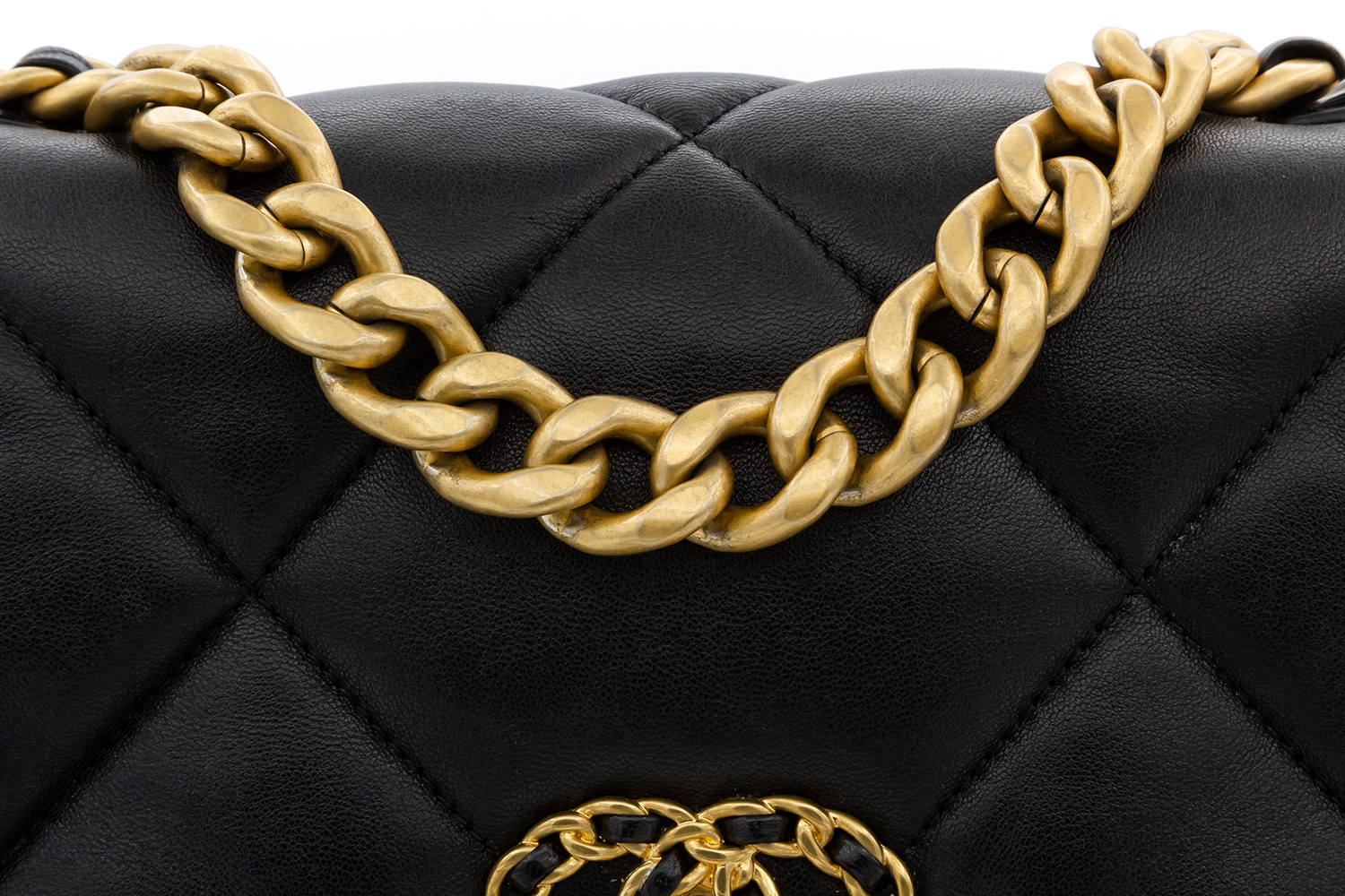 Chanel Black Lambskin Leather Quilted Large 19 Flap Bag