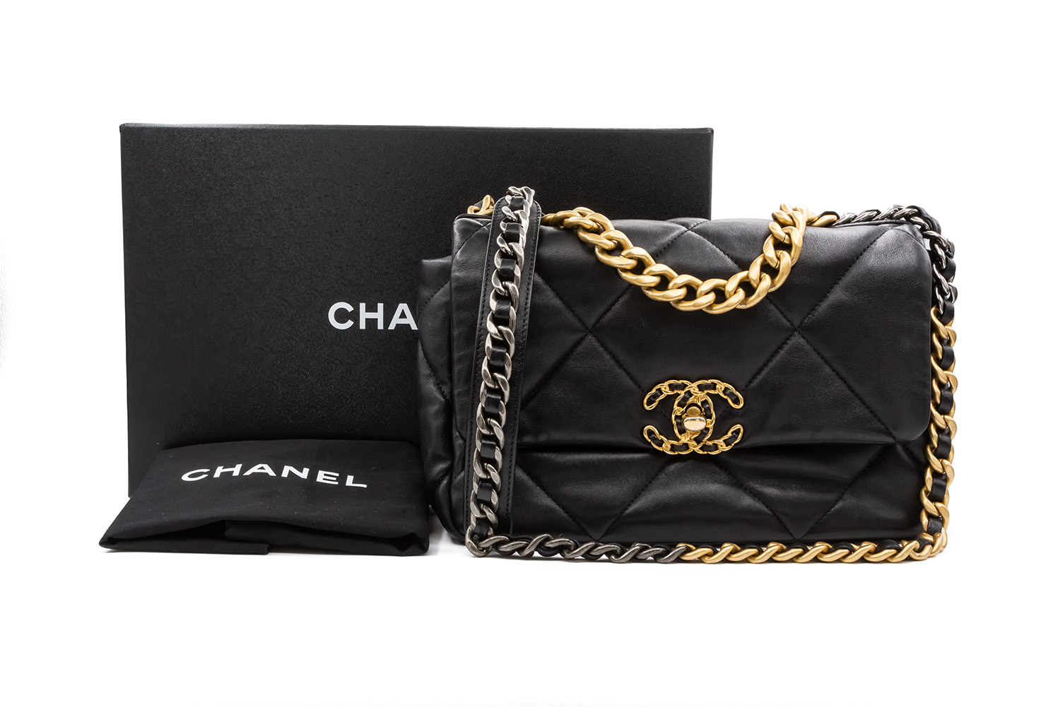 Chanel CHANEL 19 Shiny Lambskin Zip-Around Coin Purse with